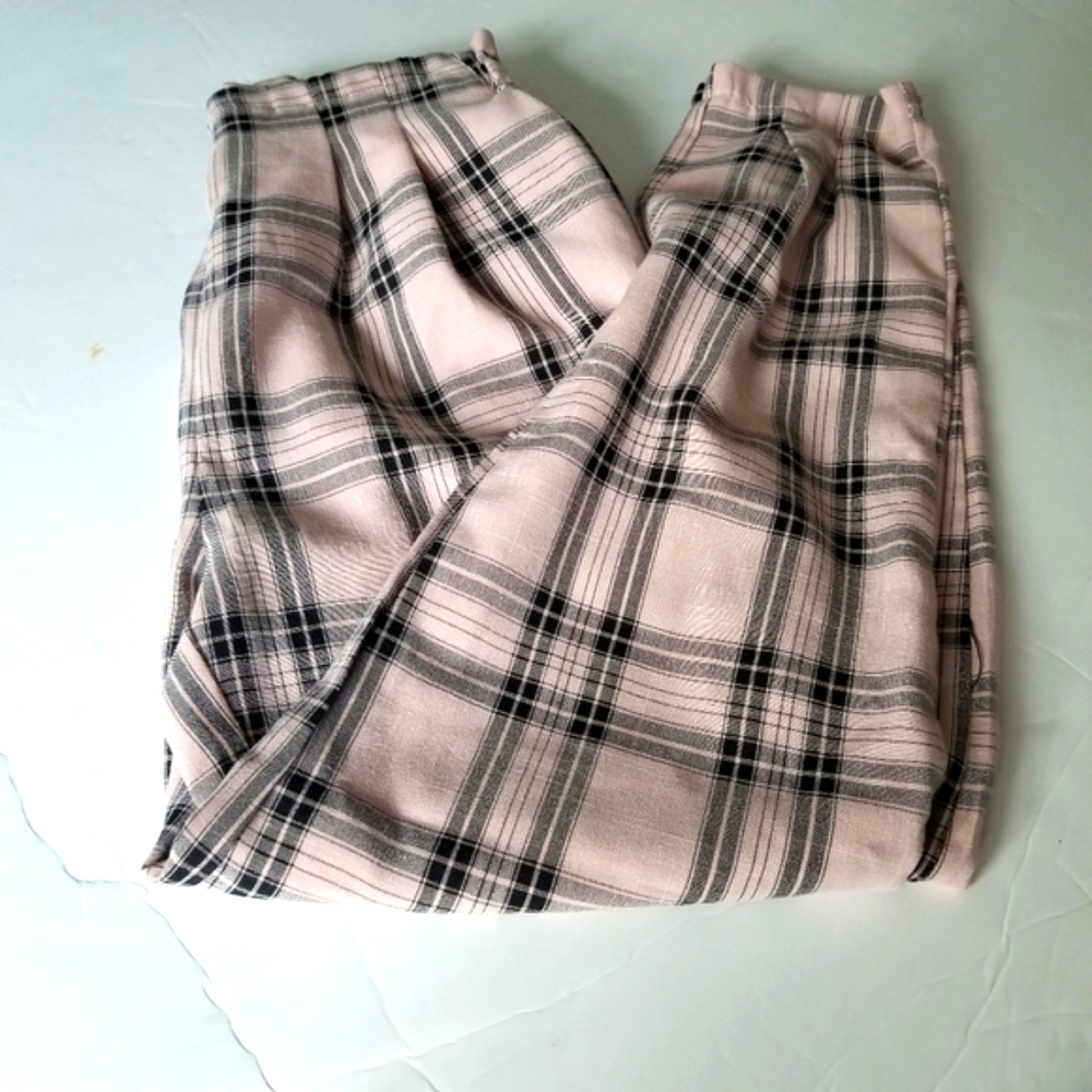 Shein Pink and Black Plaid Pants